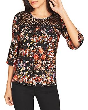 Daniel Rainn Printed Lace Yoke Top