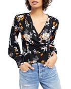 Free People Saturday Night Floral Faux-wrap Top