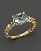 Michael Aram 18k Yellow Gold Single Row Molten Ring With Blue Topaz & Diamond Accents