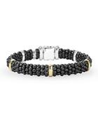 Lagos Black Caviar Ceramic Sterling Silver And 18k Yellow Gold Station Bracelet