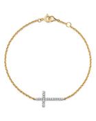 Bloomingdale's Diamond Cross Bracelet In 14k Yellow & White Gold, 0.15 Ct. T.w. - 100% Exclusive