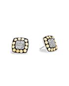 John Hardy 18k Yellow Gold And Sterling Silver Dot Stud Earrings With Diamonds