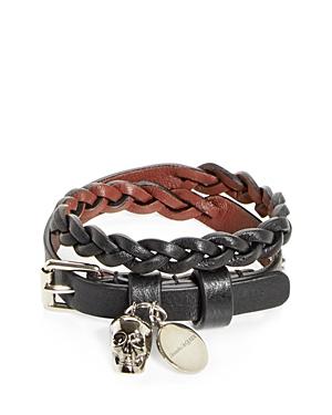 Alexander Mcqueen Leather Double Wrap Bracelet