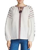 Maje Canvas Embroidered Peasant Top
