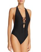 Milly Lace Front Halter One Piece Swimsuit