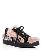 Moschino Women's Mohair & Patent Leather Lace Up Sneakers
