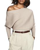 Reiss Lorna Draped One-shoulder Knit Top