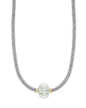 Lagos 18k Gold & Sterling Silver Caviar Forever Green Amethyst Melon Bead Rope Necklace, 16