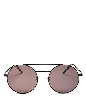 Saint Laurent Brow Bar Round Sunglasses, 56mm