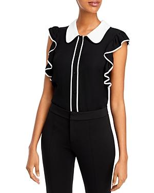 Alice And Olivia Waylen Flutter Sleeve Blouse