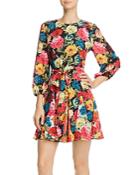 Alice & Olivia Mina Belted Floral-print Fit-and-flare Mini Dress