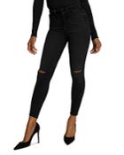Good American Good Waist Cropped Ripped Skinny Jeans In Black111