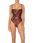 Peony Vacation Printed Belted One Piece Swimsuit