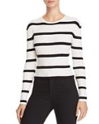 Olivaceous Striped Ribbed Cropped Sweater