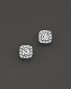 Diamond Square Halo Stud Earrings In 14k White Gold, .50 Ct. T.w.