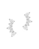 Bloomingdale's Diamond Pear & Round Ear Climbers In 14k White Gold, 0.85 Ct. T.w. - 100% Exclusive