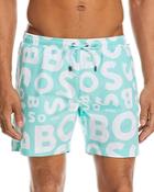 Boss Camio Logo Print Swim Trunks