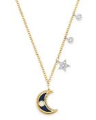 Meira T 14k Yellow Gold & 14k White Gold Diamond & Enamel Moon Pendant Necklace, 18