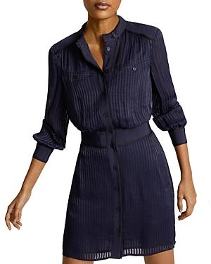 Reiss Sophia Textured Stripe Shirt Dress