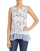 Cupio Sleeveless Floral Lace-up Top