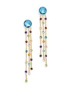 Blue Topaz And Multi Gemstone Drop Earrings In 14k Yellow Gold - 100% Exclusive