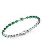 Bloomingdale's Emerald & Diamond Bracelet In 14k White Gold - 100% Exclusive
