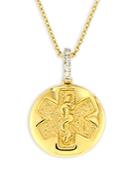 Bloomingdale's Diamond Accent Medical Pendant Necklace In 14k Yellow Gold 17, 0.02 Ct. T.w. - 100% Exclusive