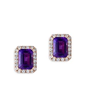 Bloomingdale's Amethyst And Diamond Stud Earrings In 14k Rose Gold - 100% Exclusive