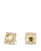 David Yurman Chatelaine Pave Bezel Stud Earrings With Champagne Citrine And Diamonds In 18k Gold