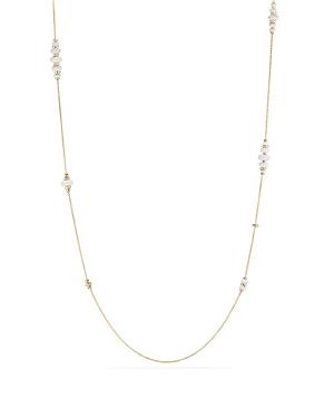 David Yurman Rio Rondelle Long Station Necklace With White Agate In 18k Gold