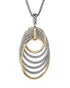 David Yurman Sterling Silver Dy Origami Pendant Necklace With 18k Yellow Gold, 32