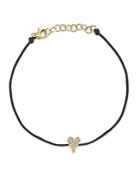 Moon & Meadow 14k Yellow Gold Diamond Pave Heart Cord Bracelet