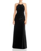 Aqua Sequin-strap Velvet Gown - 100% Exclusive