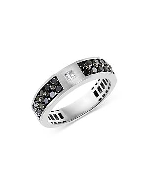 Bloomingdale's Men's White & Black Diamond Channel Band Ring In 14k White Gold - 100% Exclusive
