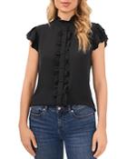 Cece Ruffled Button Front Top