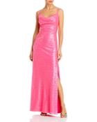 Aqua Sequined Cowl Evening Gown - 100% Exclusive