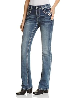Grace In La Floral Embroidered Jeans In Medium Blue - Compare At $79