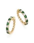 Emerald And Diamond Hoop Earrings In 14k Yellow Gold - 100% Exclusive
