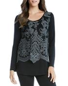 Karen Kane Embroidered Lace Overlay Top