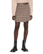 Sandro Dalya Plaid Mini Skirt With Belt Buckle