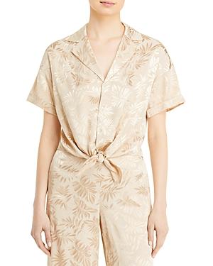 Lucy Paris Remi Leaf Jacquard Tie-front Top