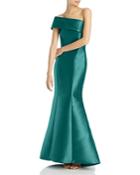 Amsale One Shoulder Fold Over Gown
