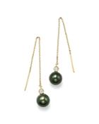 Bloomingdale's Dyed Black Cultured Freshwater Pearl & Diamond Threader Earrings In 14k Yellow Gold - 100% Exclusive