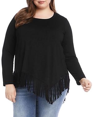 Karen Kane Plus Asymmetric Fringed Top