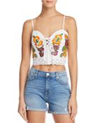 Sadie & Sage Embroidered Bustier Cropped Top