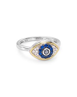 Bloomingdale's Marc & Marcella Diamond Evil Eye Ring In Sterling Silver & 14k Gold-plated Sterling Silver, 0.11 Ct. T.w. - 100% Exclusive