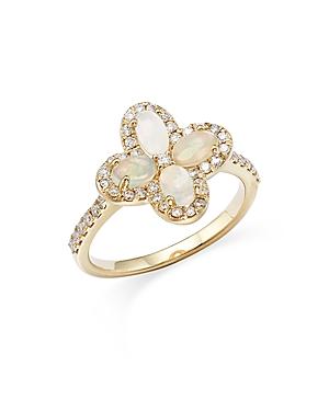 Bloomingdale's Opal & Diamond Clover Ring In 14k Yellow Gold - 100% Exclusive