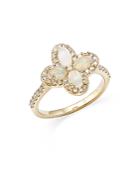 Bloomingdale's Opal & Diamond Clover Ring In 14k Yellow Gold - 100% Exclusive