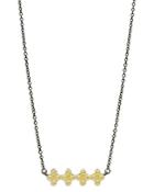 Freida Rothman Cubic Zirconia Clover Bar Pendant Necklace In Black & Gold Tone Sterling Silver, 16-18