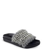Kendall And Kylie Sammy Chain And Faux Fur Pool Slide Sandals